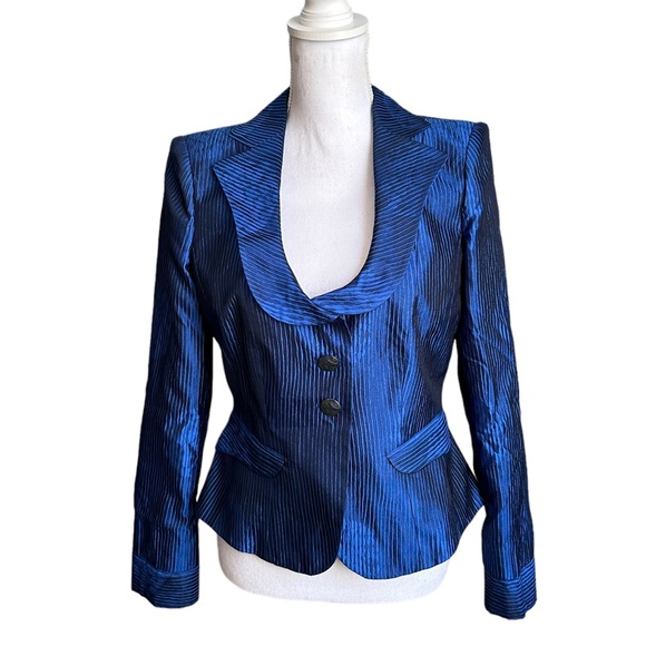 Armani Collezioni Jackets & Blazers - Armani Collezioni Royal Blue Button Down Silk Blazer Size 6